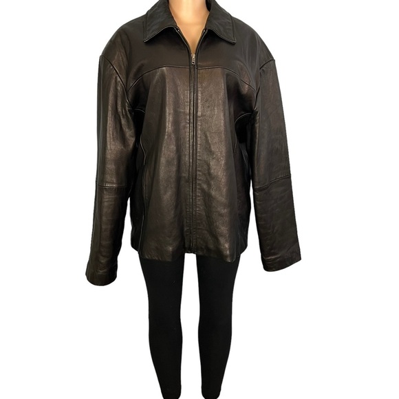 Boston Harbour Outdoor Wear Black Leather Jacket - Picture 2 of 10